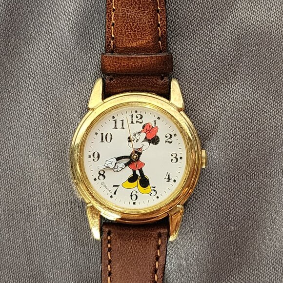 Disney Japan Mvmt Water Resistant SS Back Minnie Mouse 2-Tone Leather Band Watch - Picture 2 of 16